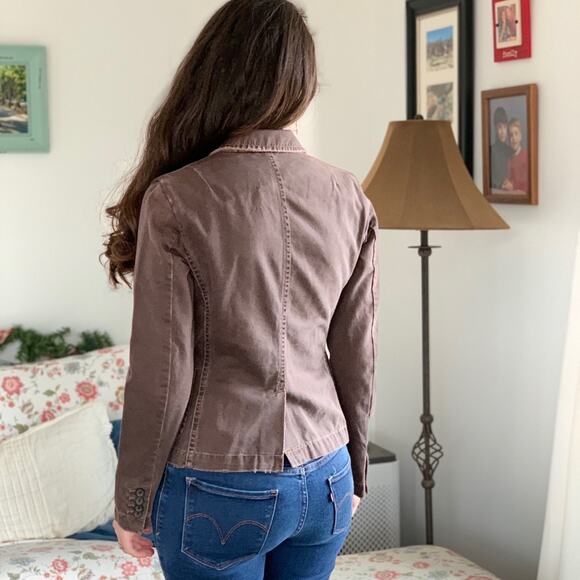 J. Crew Brown Distressed Blazer, Size XS - Picture 2 of 5
